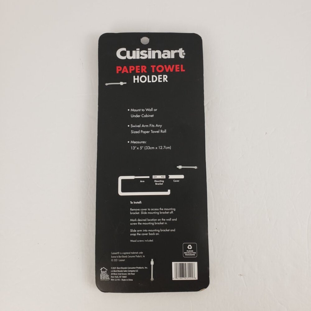 Cuisinart Paper Towel Holder Swivel Under Cabinet or Wall Mount White Organizer - Picture 4 of 9
